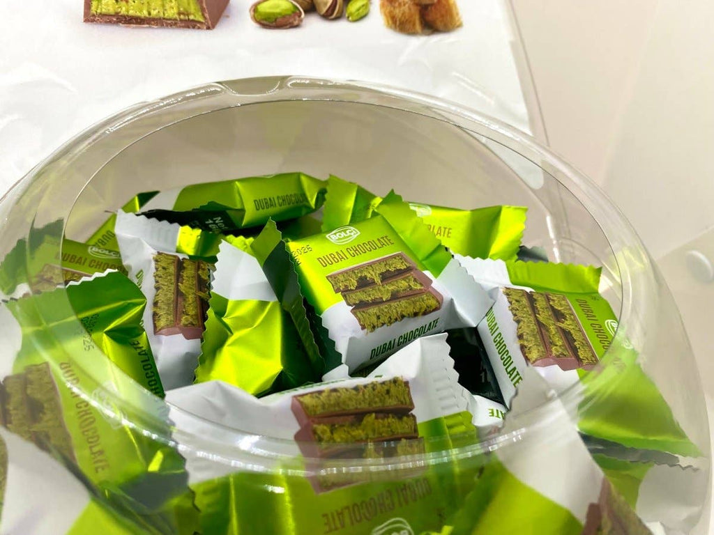 Antep Pistachio & Kadayif Dubai Chocolate Bar - 16gr: 1 Round Box (75 Pieces)