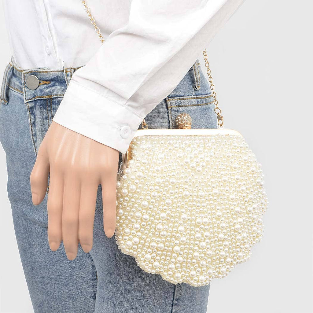 Faux Pearl Party Clutch: Shell