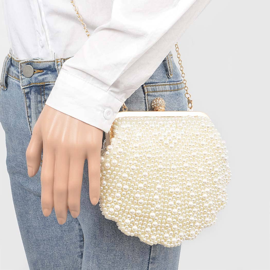 Faux Pearl Party Clutch: Shell