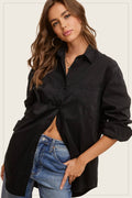 Classic Collared Button Down Poplin Shirts: Midnight