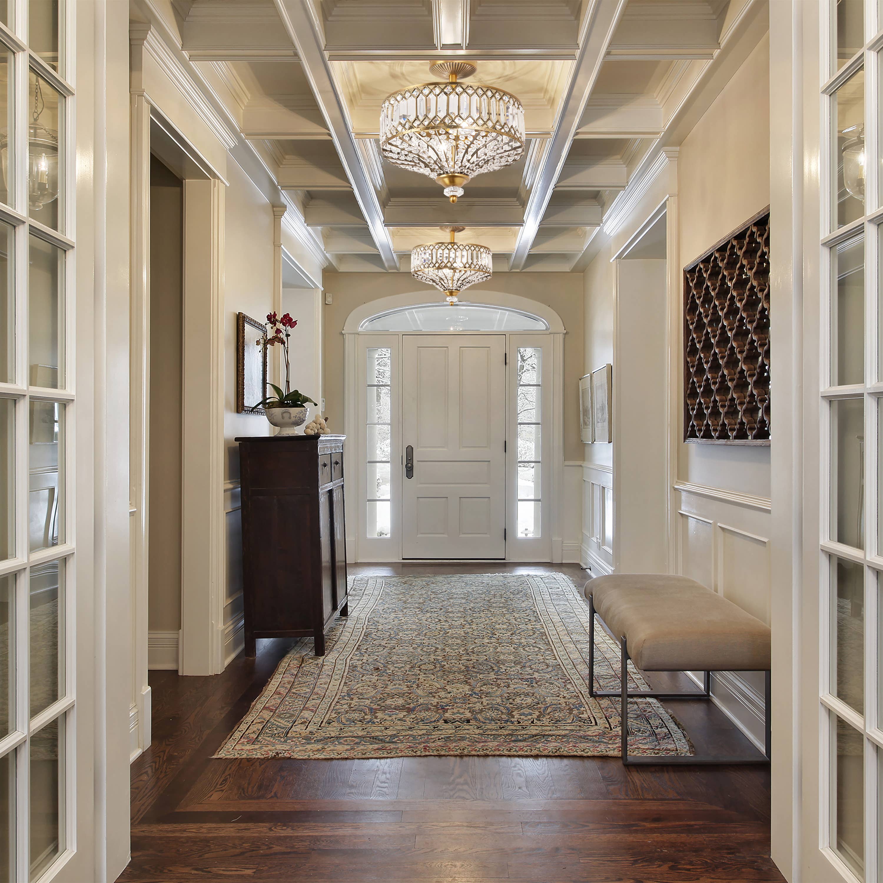15.25"H Kendall Semi-Flush Mount Ceiling Light: Gold