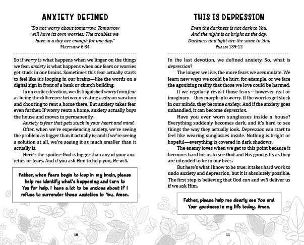 Devotions & Prayers for Managing Anxiety & Depression for Teen Girls