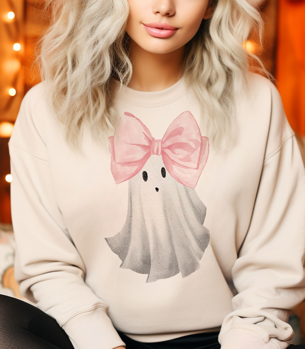 Ghost Pink Bow White Sweatshirt