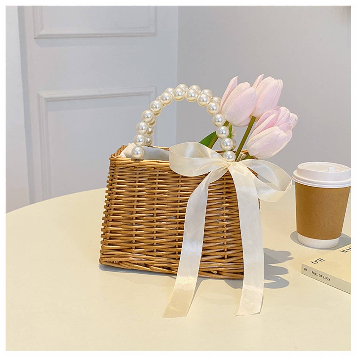 Small Straw Square Bag: Khaki