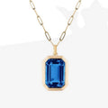 Square Pendant Chain Necklace: Blue