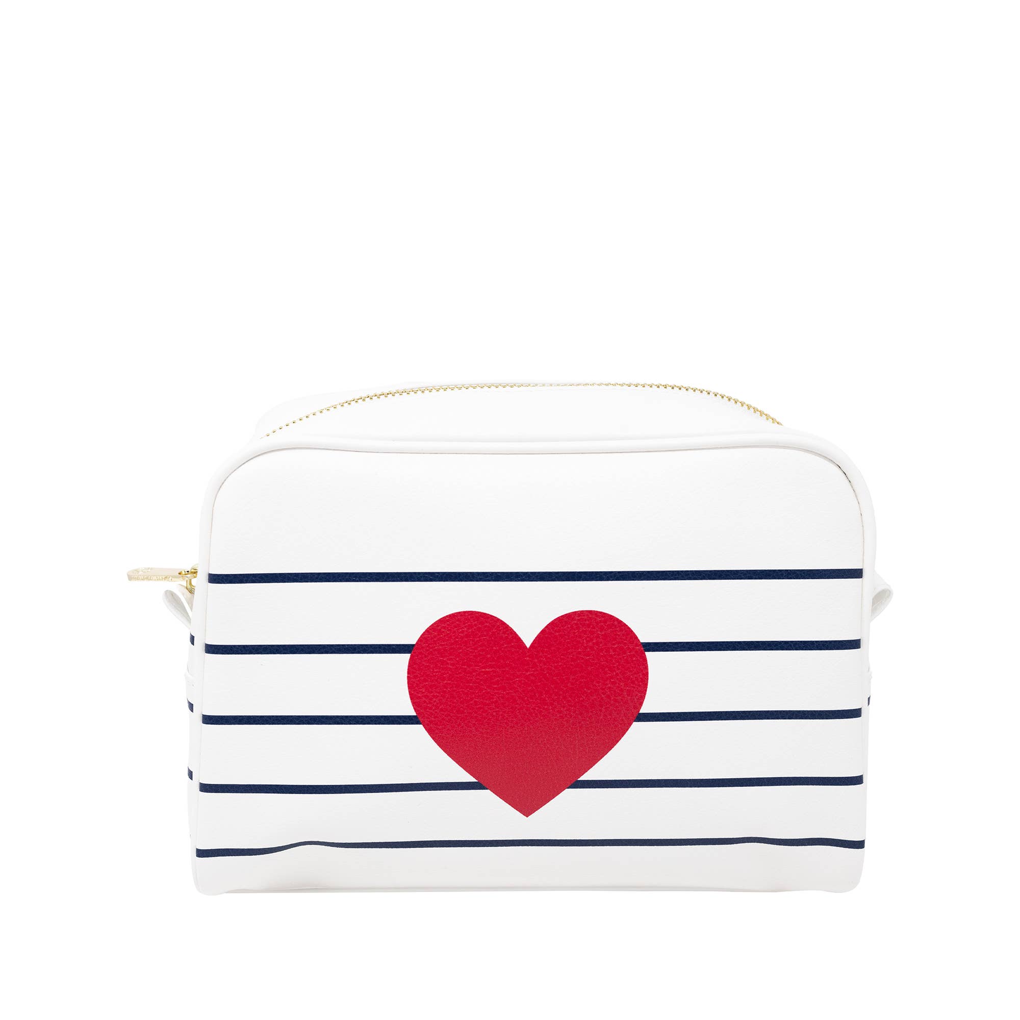 Navy Stripes & Heart Pouch