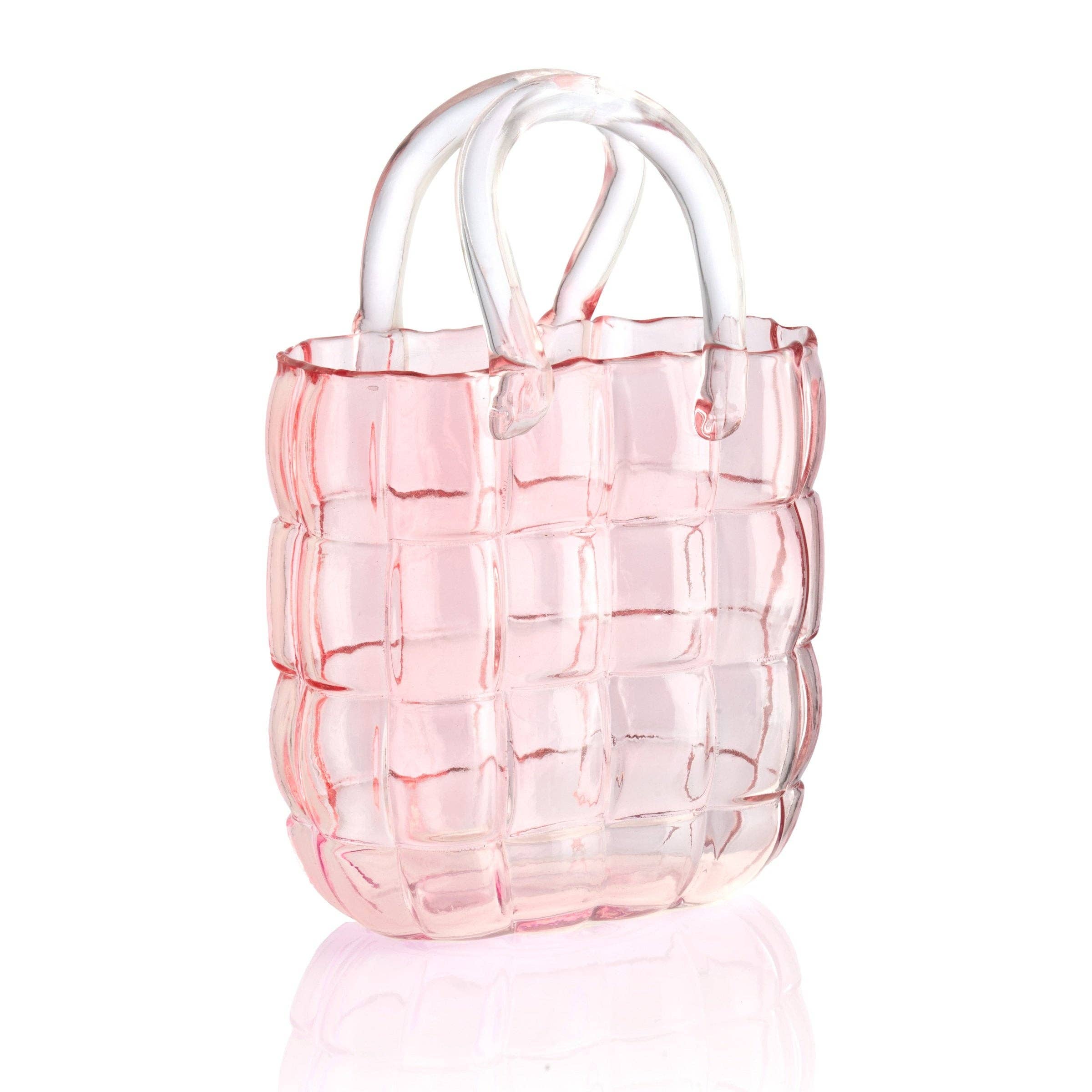 Pink Quilted Handbag Crystal Vase