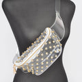 Transparent Rhinestone Studded Fanny Pack: Clear/Gold