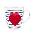 Navy Stripes & Heart Glass Mug
