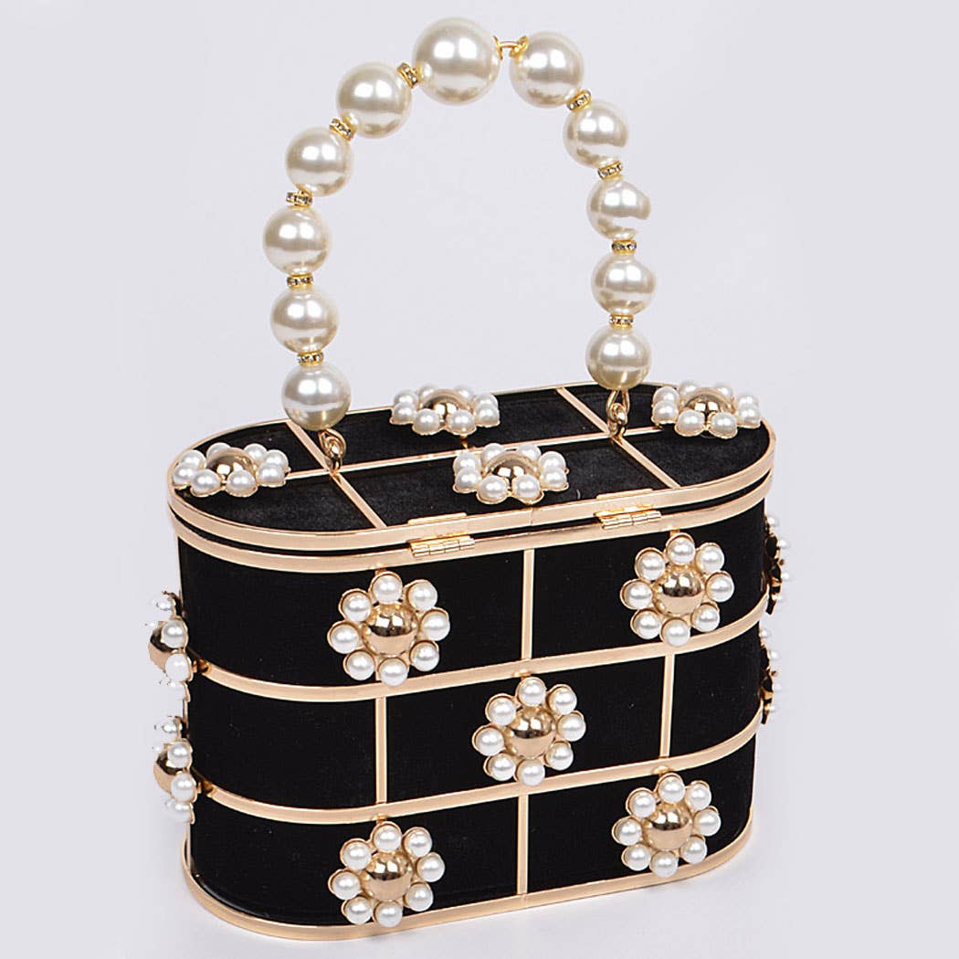 Pearl Flower Bento Bag: Black
