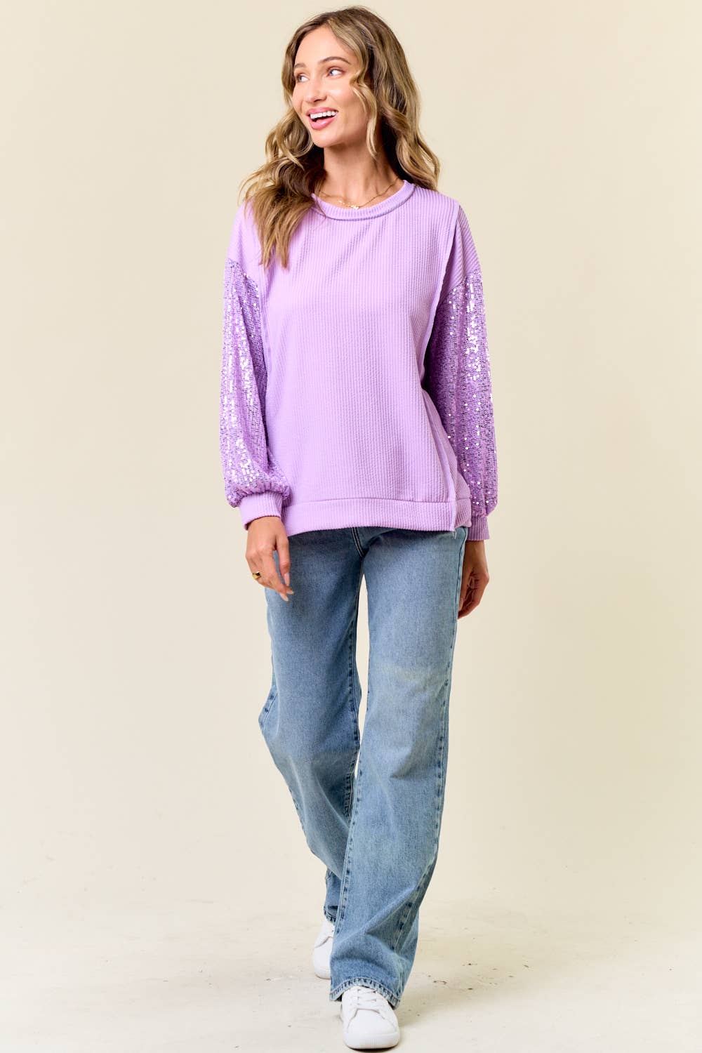 Sara Sequin Top: Lilac