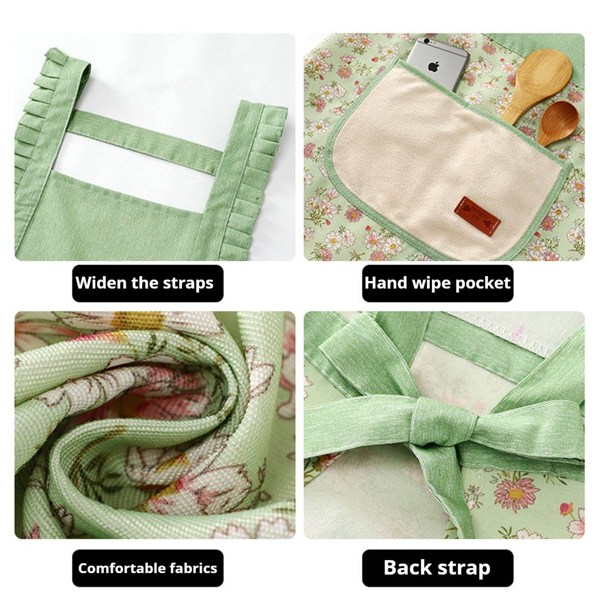 Floral Canvas Apron with Straps: Pink