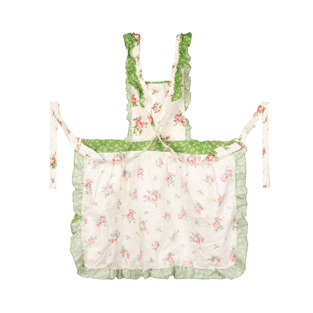 Apron With Pockets: White/Green
