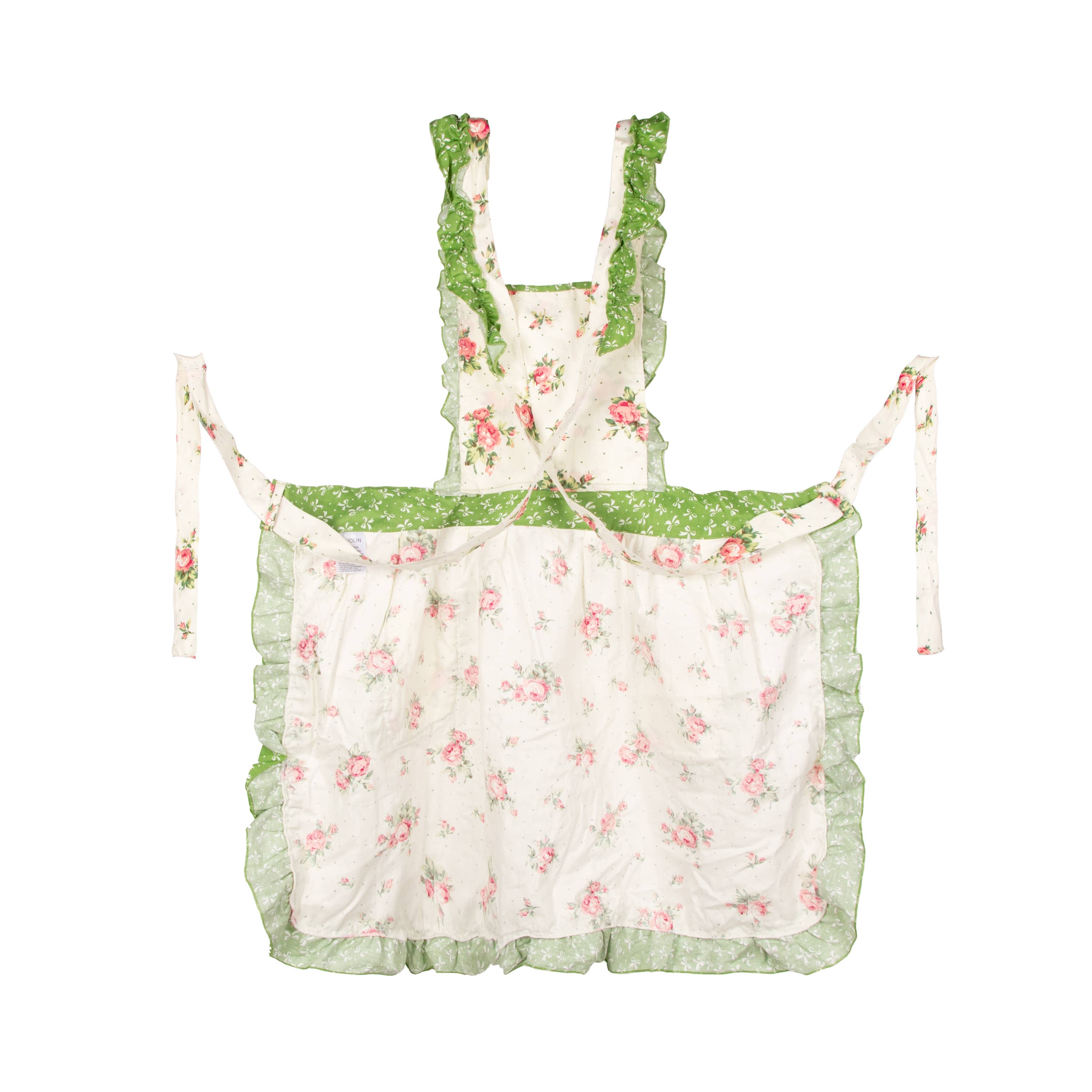 Apron With Pockets: White/Green