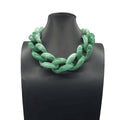 Chain Link Necklace & Earrings Set: Green
