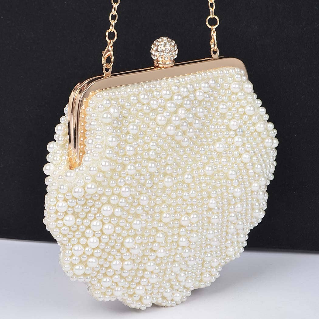 Faux Pearl Party Clutch: Shell