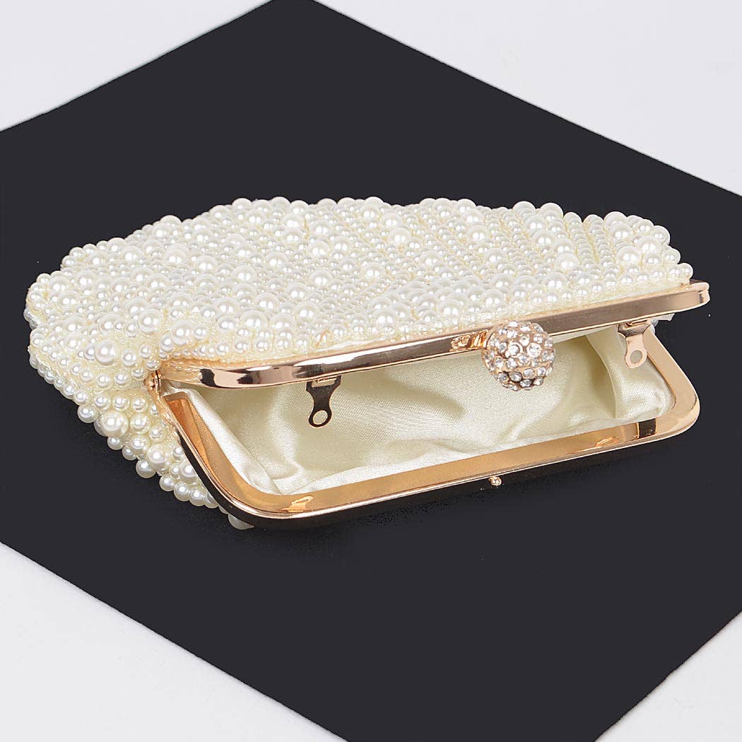 Faux Pearl Party Clutch: Shell