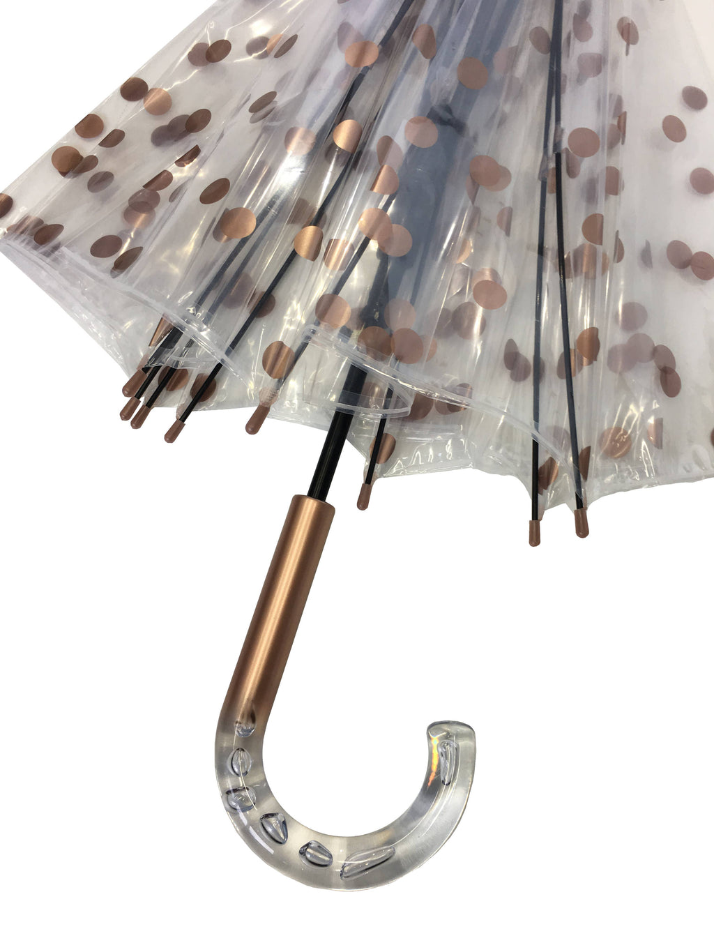 Transparent Umbrella with Copper Polka Dots