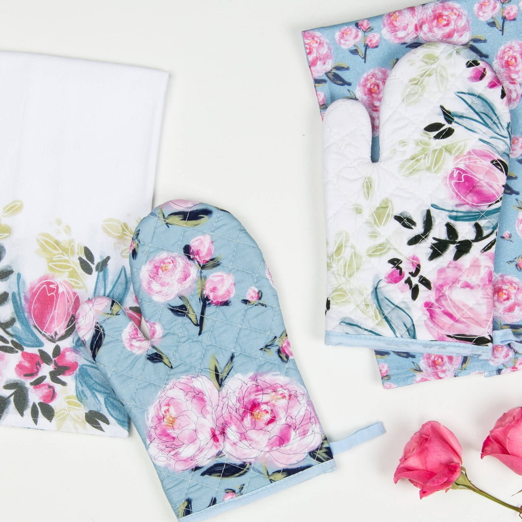 Floral Mitt and Tea Towel Set of 2