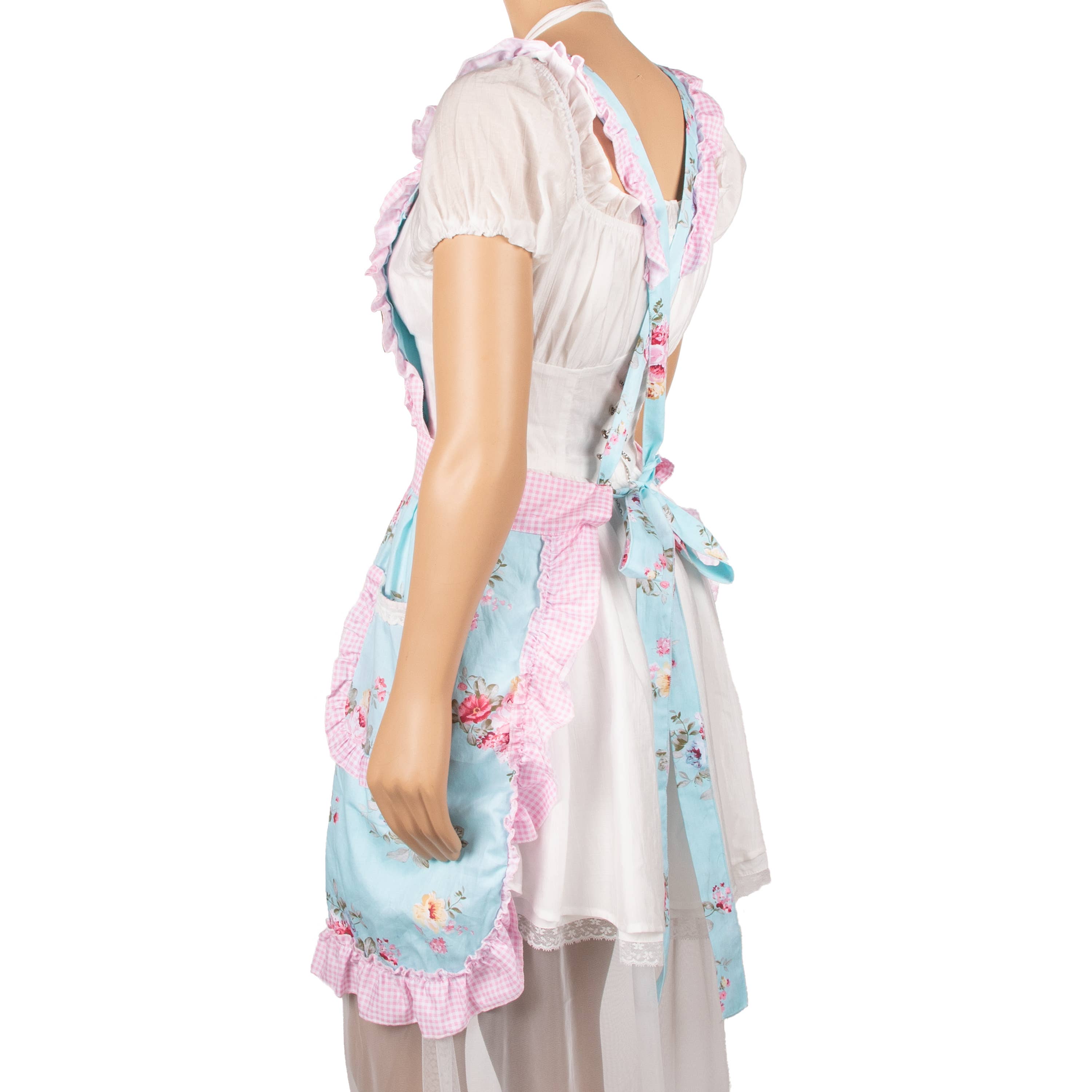 Apron With Pockets: Blue/Pink