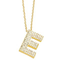 Gold Rhinestone Letter Initial Pendant Necklace: E