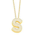 Gold Rhinestone Letter Initial Pendant Necklace: S