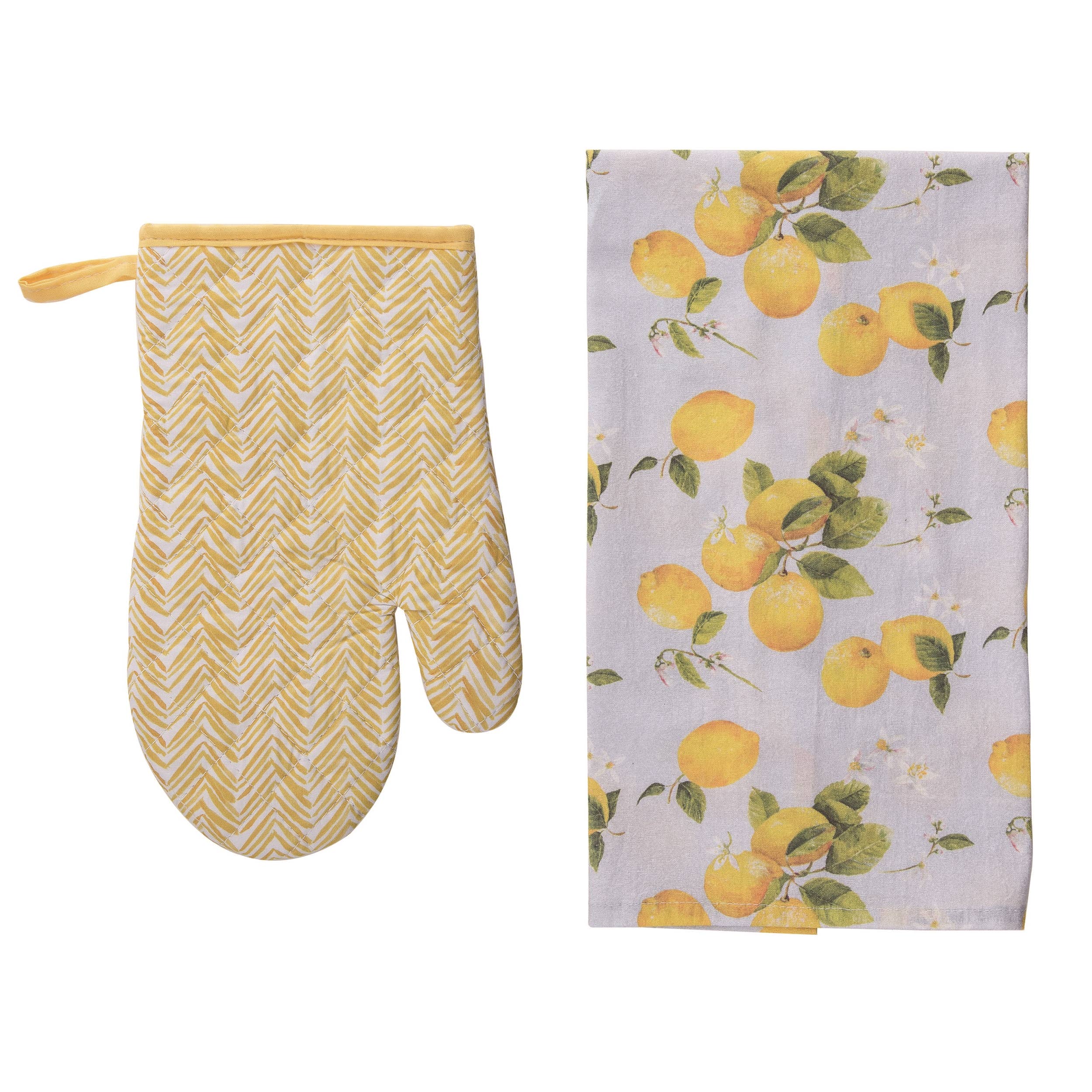 Yellow Mitt And Tea Towel Set of 2