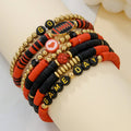 Football Soft Clay Bracelet Set: Red/Black