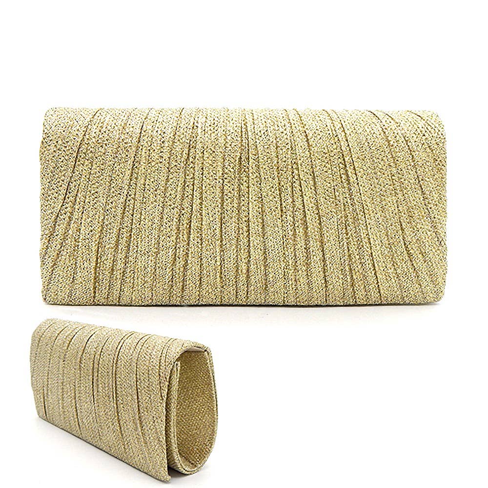 Glitter Texture Clutch Bag: Gold