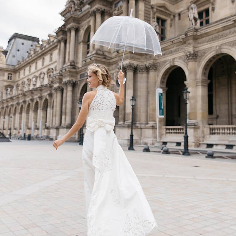 Transparent Dome Umbrella with Clear Handle