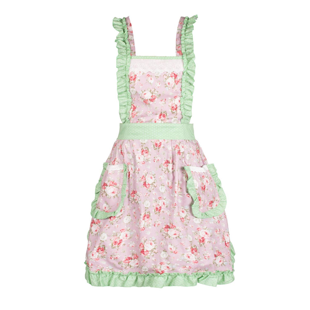 Apron With Pockets: Pink/Green