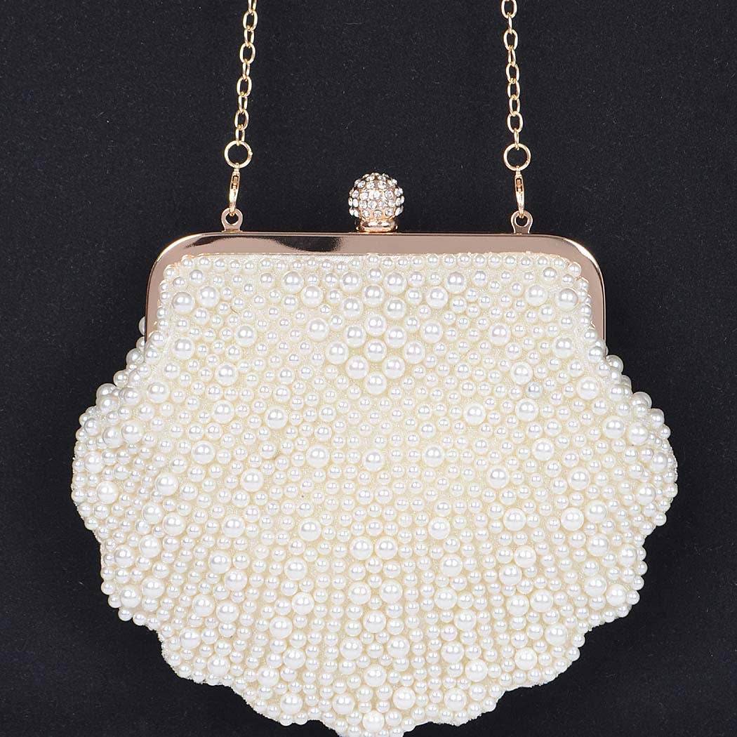 Faux Pearl Party Clutch: Shell