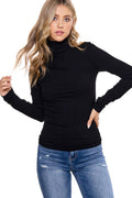 Ribbed Turtle Neck Top: Black