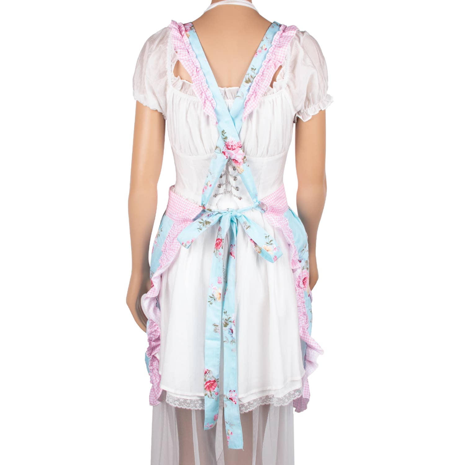 Apron With Pockets: Blue/Pink