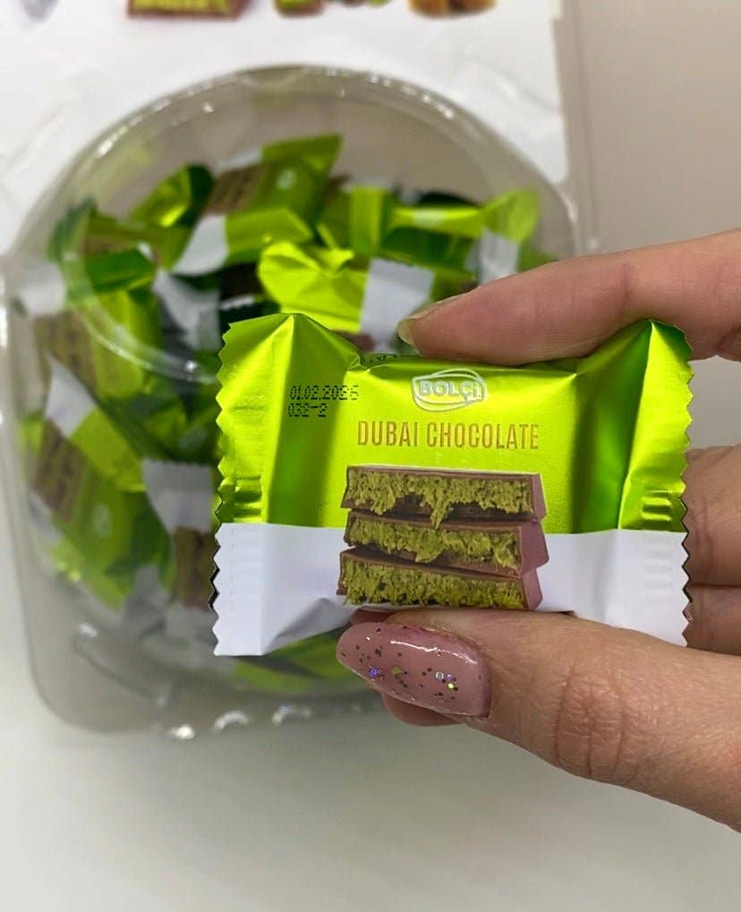 Antep Pistachio & Kadayif Dubai Chocolate Bar - 16gr: 1 Round Box (75 Pieces)