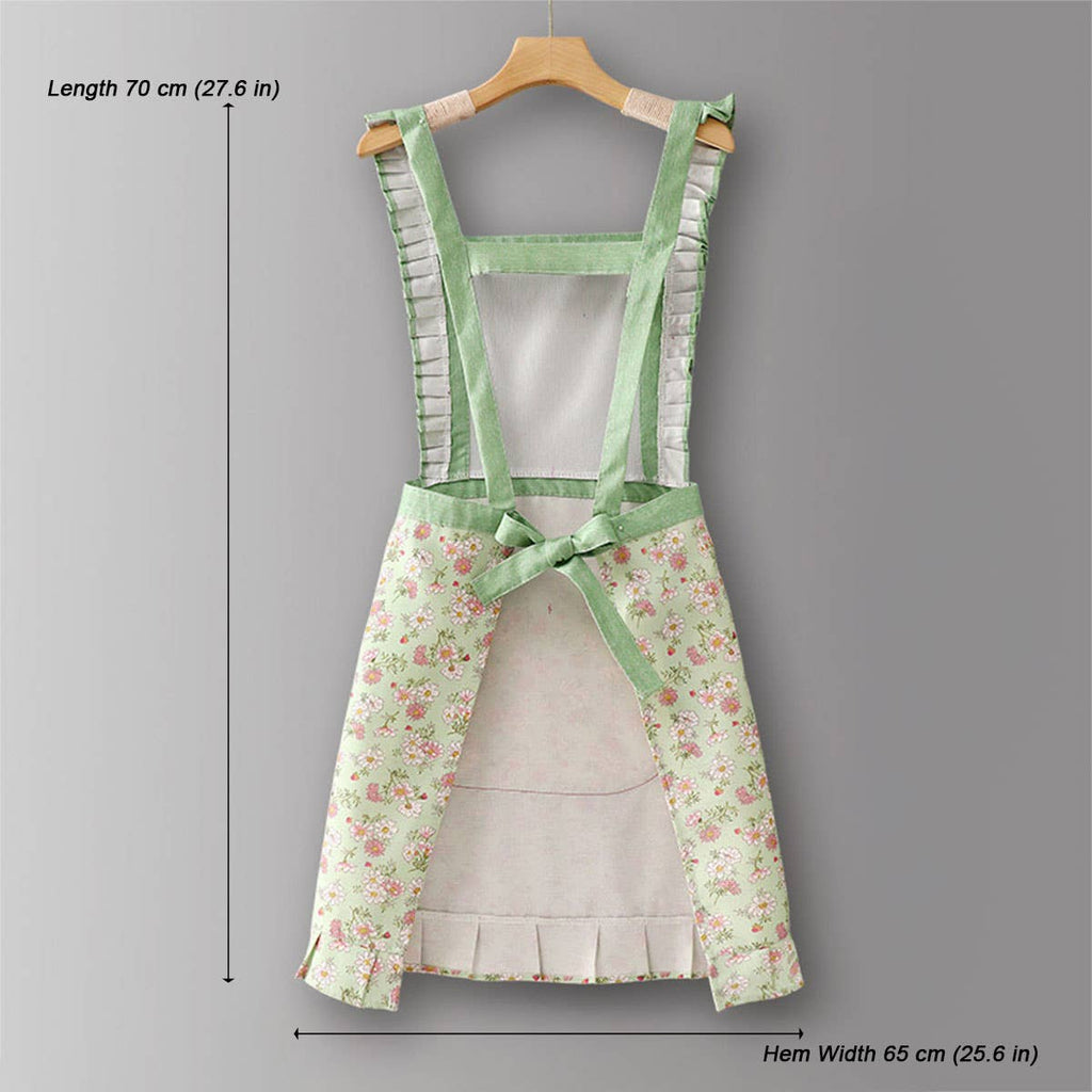 Floral Canvas Apron with Straps: Pink