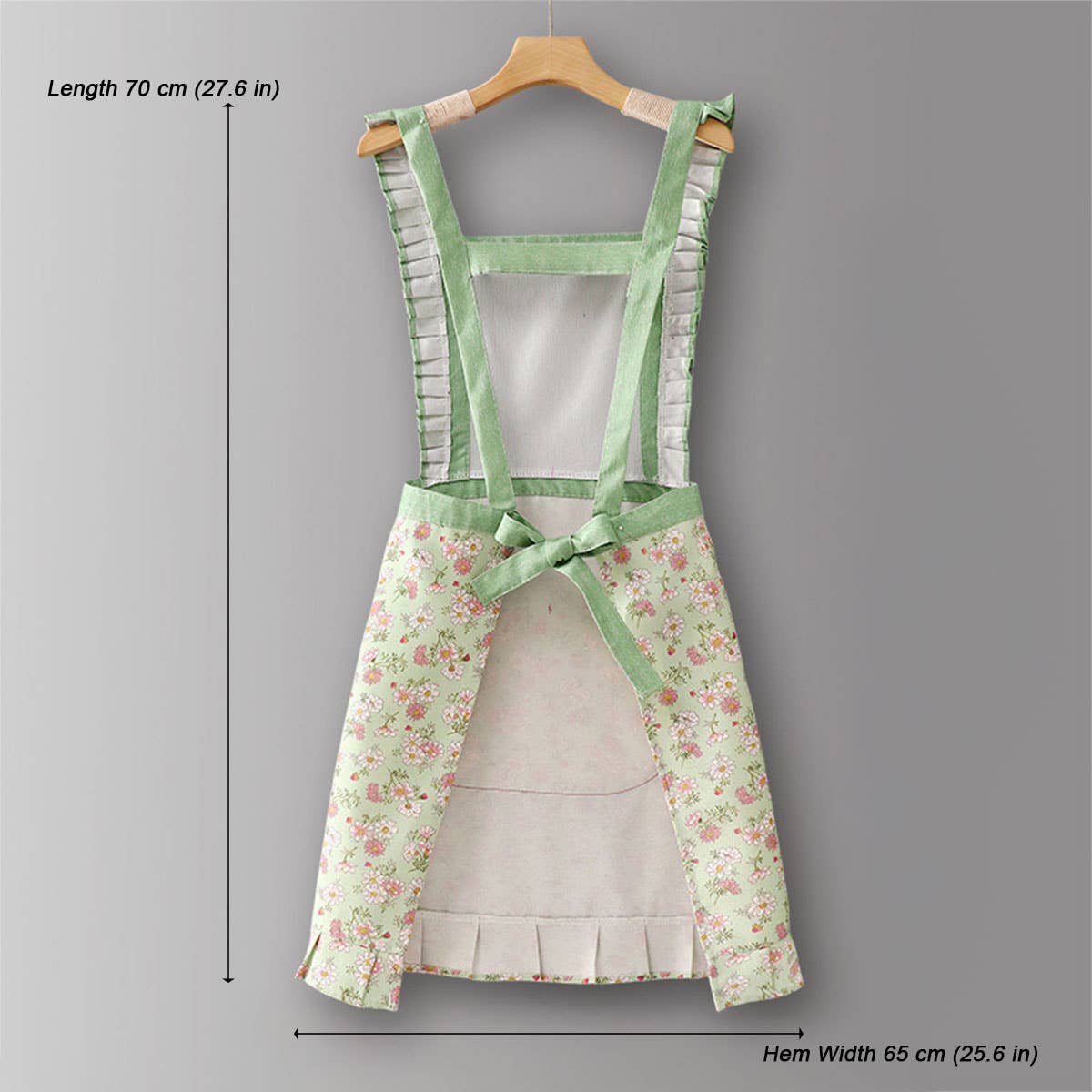 Floral Canvas Apron with Straps: Green