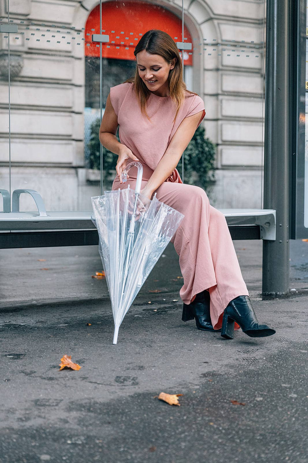 Transparent Dome Umbrella with Clear Handle