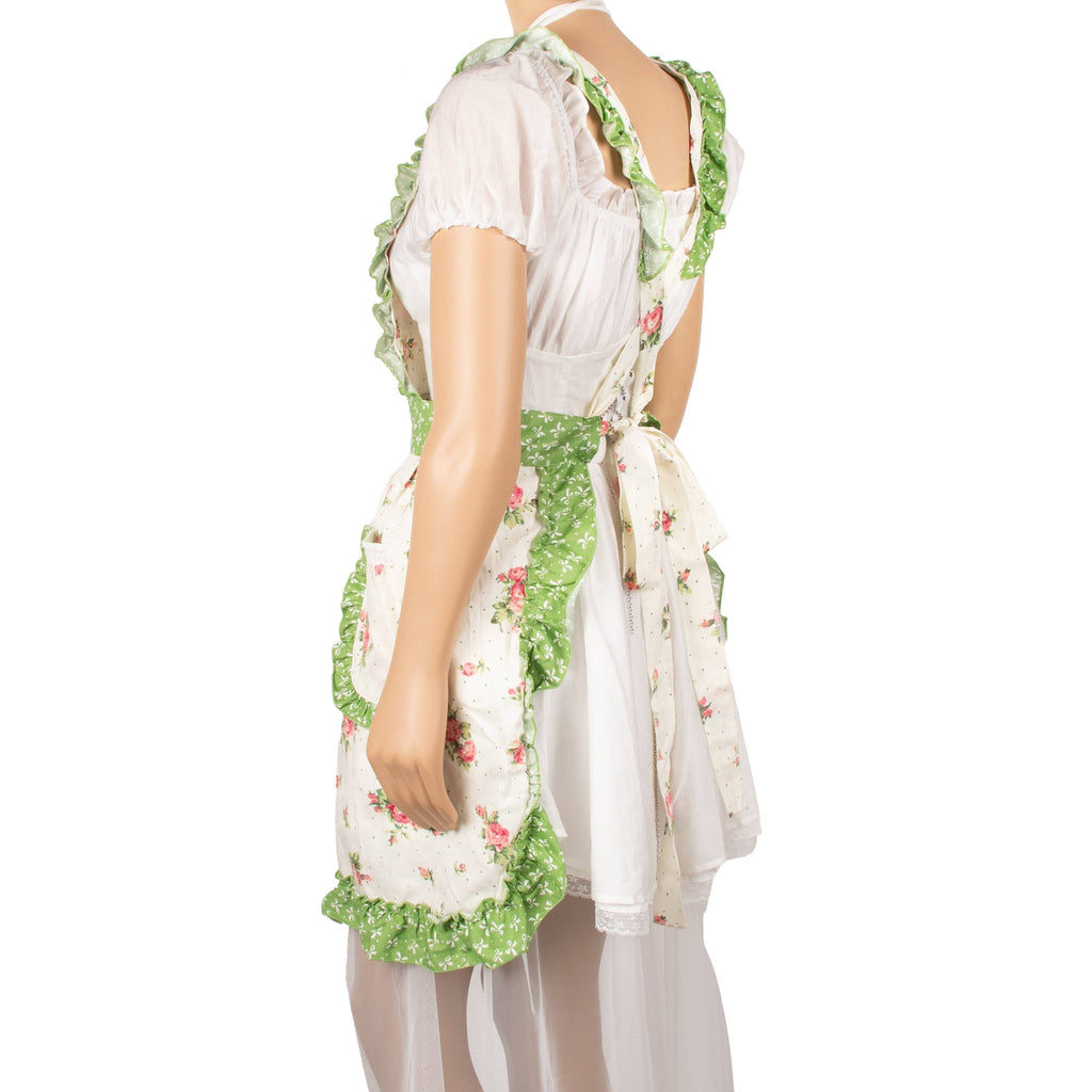 Apron With Pockets: White/Green