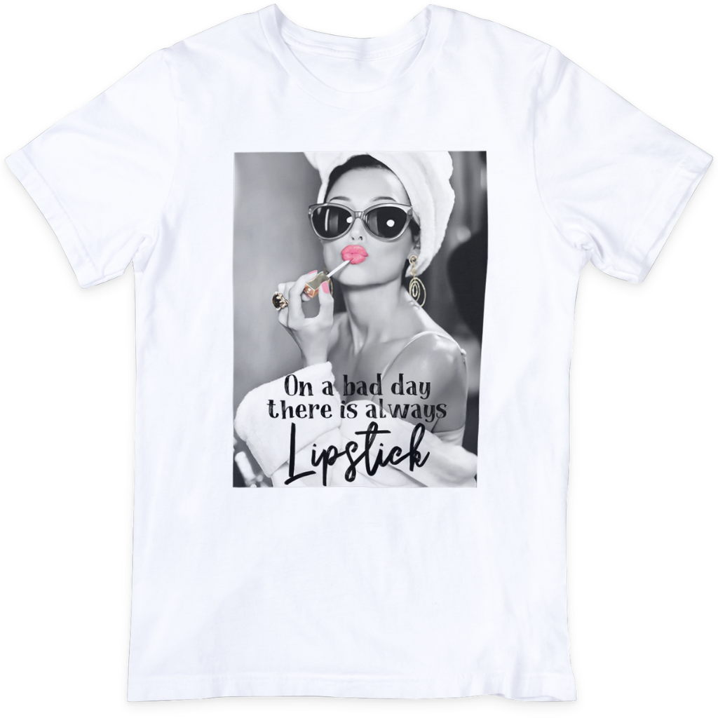 On a Bad Day There is Always Lipstick T-shirt: Heather Cool Grey