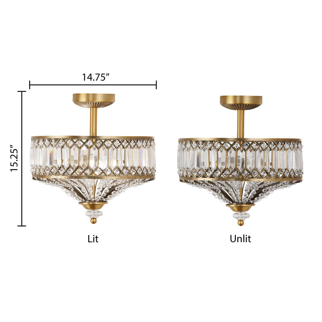 15.25"H Kendall Semi-Flush Mount Ceiling Light: Gold