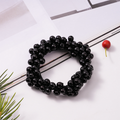 2-in-1 Pearl Hair Band & Bracelet: Black