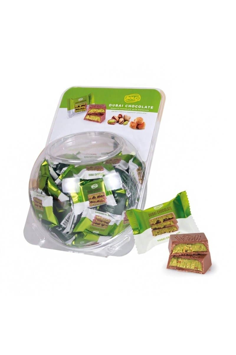 Antep Pistachio & Kadayif Dubai Chocolate Bar - 16gr: 1 Round Box (75 Pieces)
