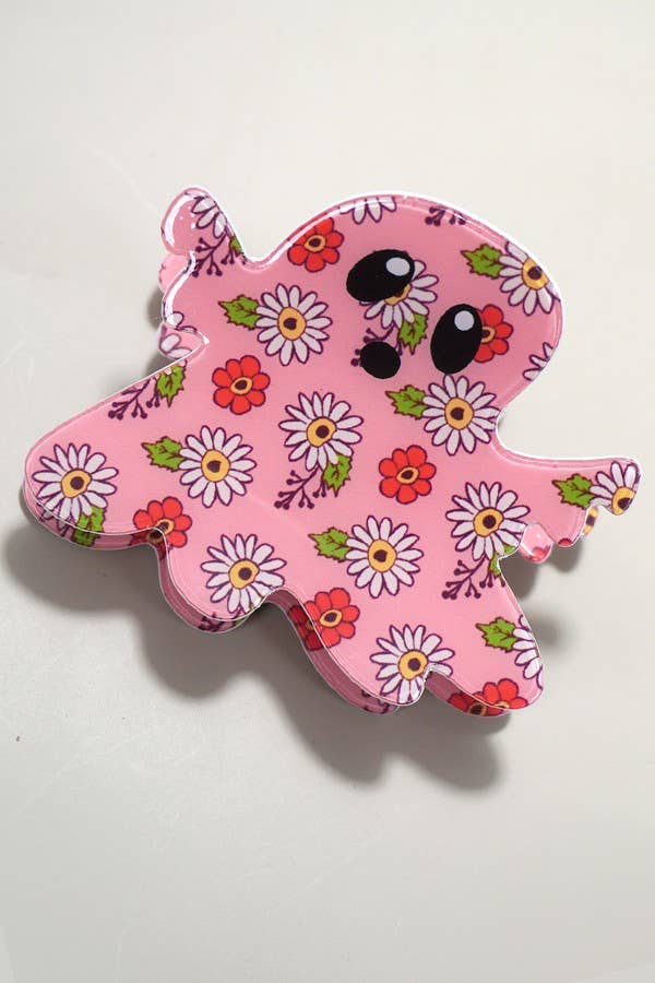Halloween Claw Clip: Pink Ghost