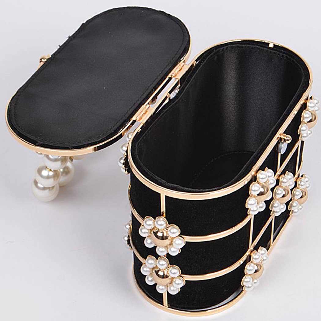 Pearl Flower Bento Bag: Black