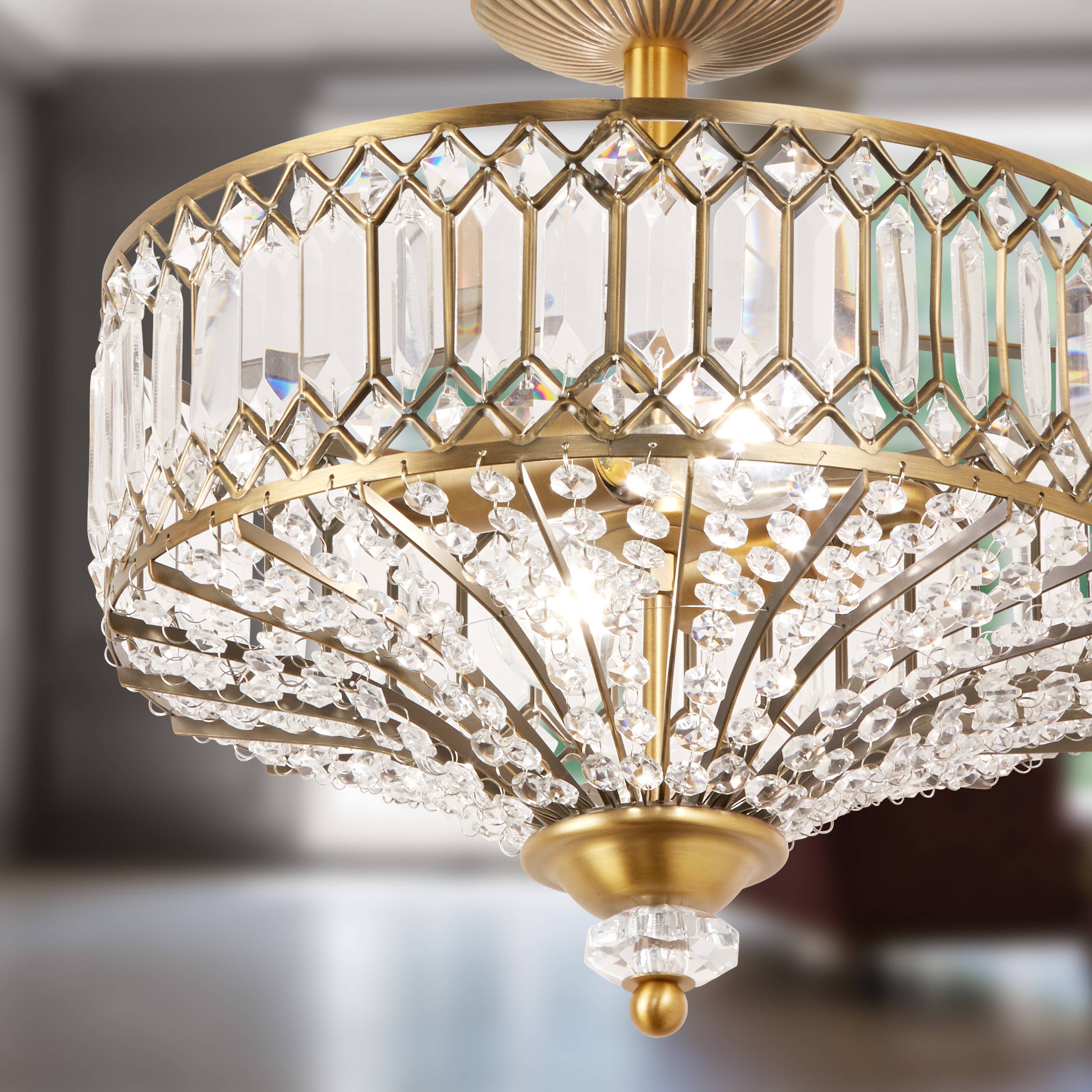 15.25"H Kendall Semi-Flush Mount Ceiling Light: Gold