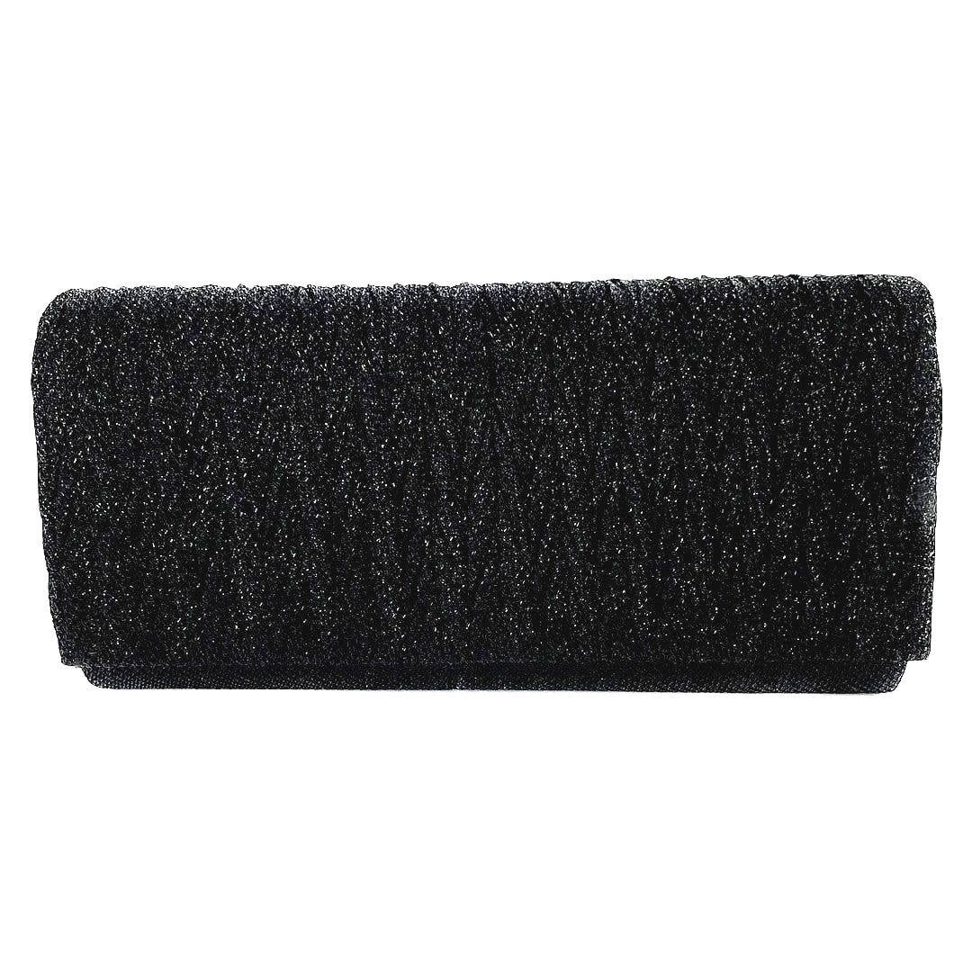 Bling Clutch Bag with Shoulder Chain: Black