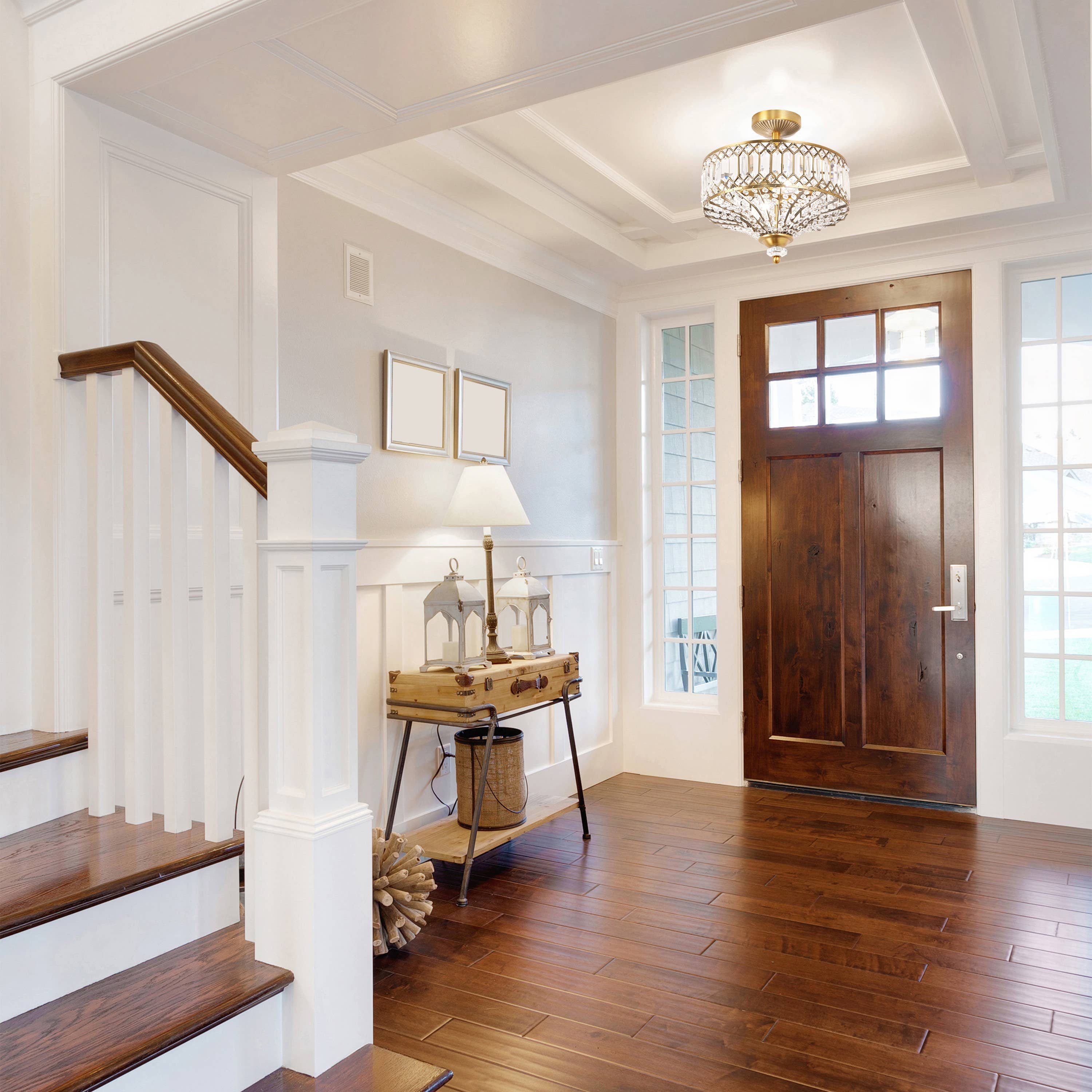 15.25"H Kendall Semi-Flush Mount Ceiling Light: Gold