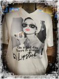 On a Bad Day There is Always Lipstick T-shirt: Heather Cool Grey