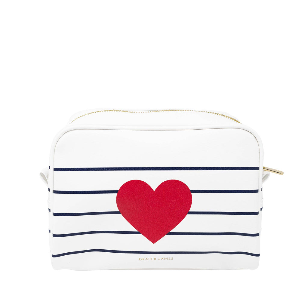 Navy Stripes & Heart Pouch